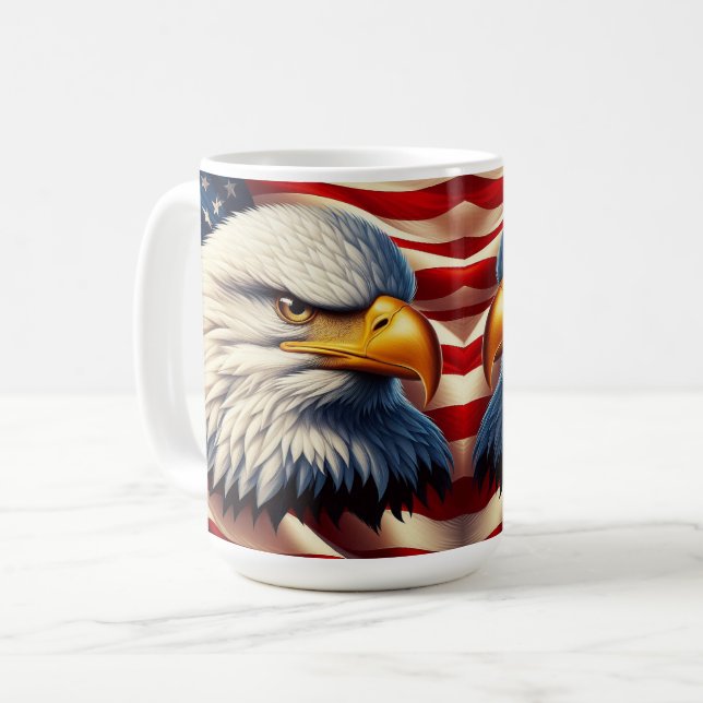 Örn illustrerar amerikansk patriotism kaffemugg (Framsida vänster)