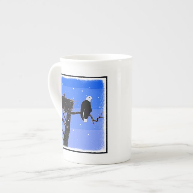 Örn in Winter - Original Wildlife Art Benporslin Mugg (Framsida vänster)