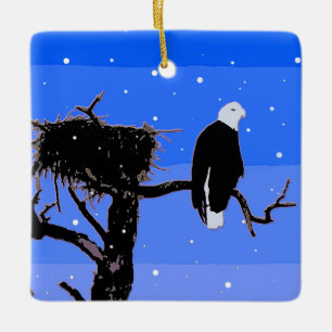 Örn in Winter - Original Wildlife Art Julgransprydnad Keramik