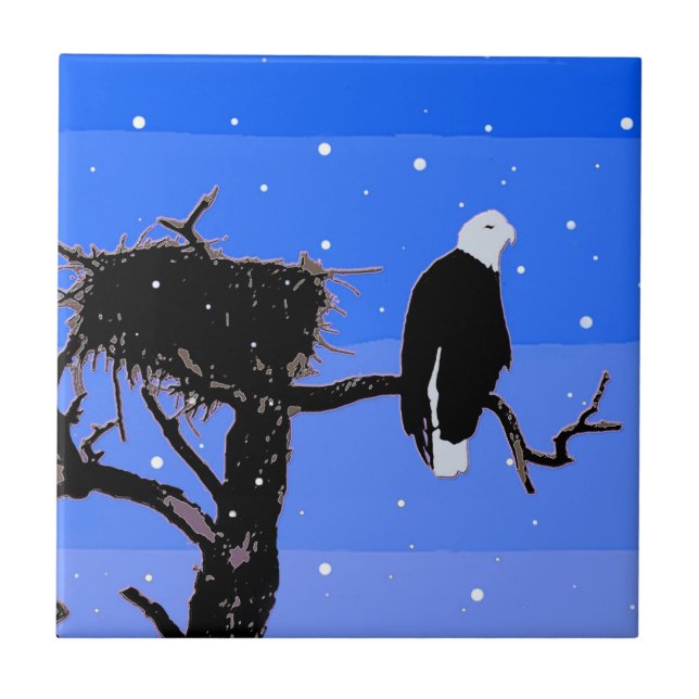 Örn in Winter - Original Wildlife Art Kakelplatta (Framsidan)