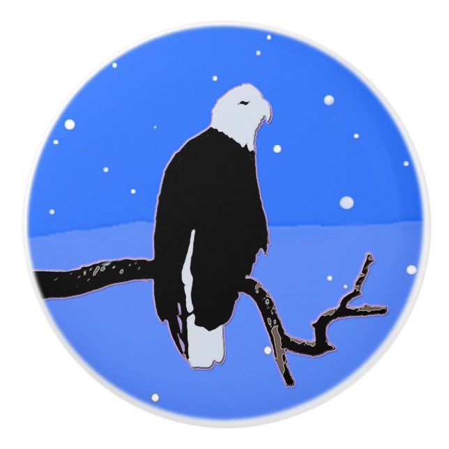 Örn in Winter - Original Wildlife Art Knopp (Framsidan)