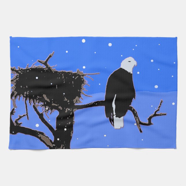 Örn in Winter - Original Wildlife Art Kökshandduk (Horisontell)