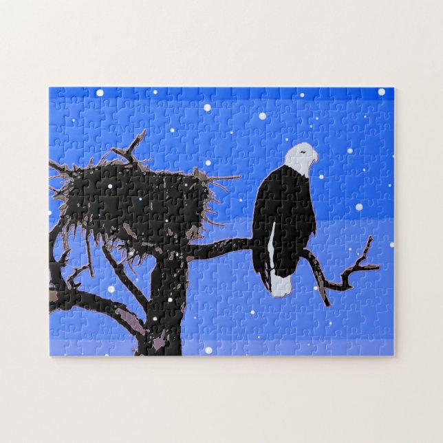 Örn in Winter - Original Wildlife Art Pussel (Horisontell)