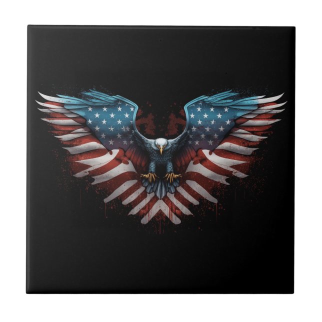 örn-med-amerikan-flagga-it kakelplatta (Framsidan)