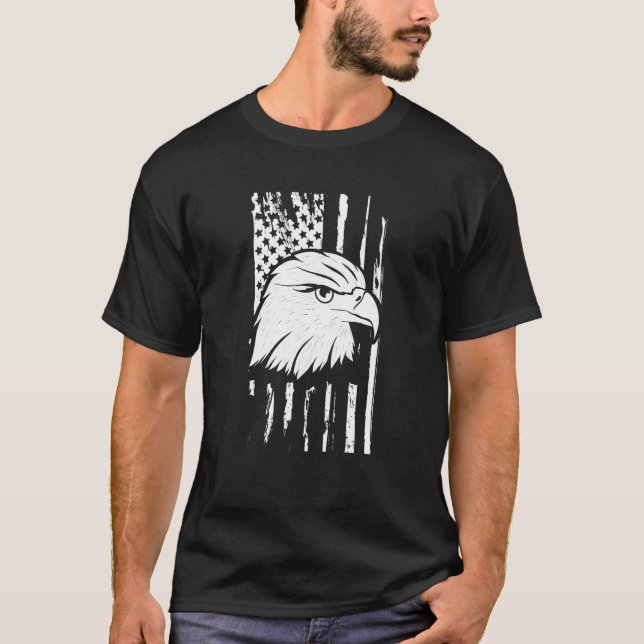 Örn med amerikansk Flagga Shirt Grudged T Shirt (Framsida)