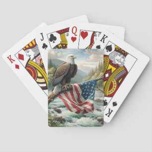 Örn med amerikansk Flagga vid Träd Gren Casinokort