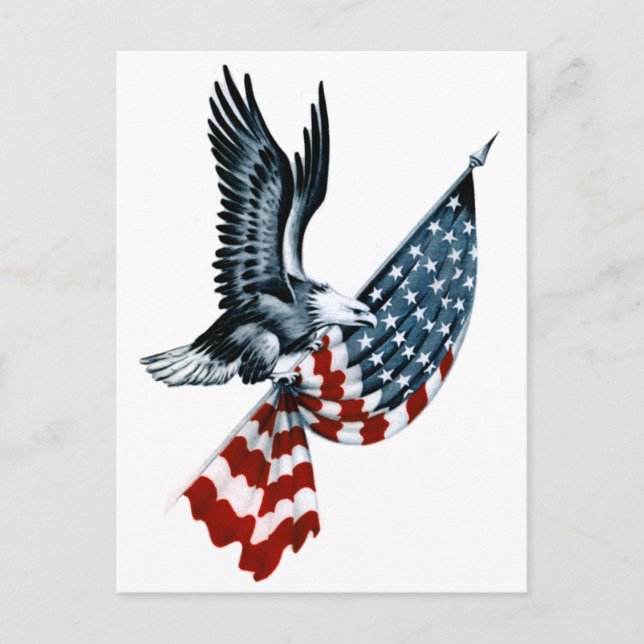 örn med amerikansk Flagga Vykort (Framsida)