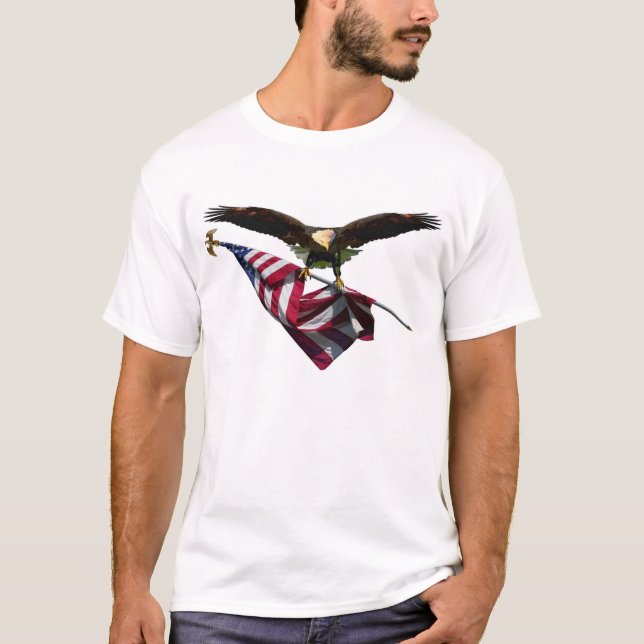 Örn med amerikanska flaggan tee shirt (Framsida)