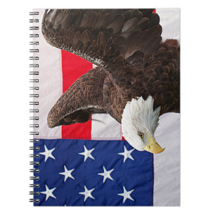 Örn med den amerikanska Flagga Anteckningsbok