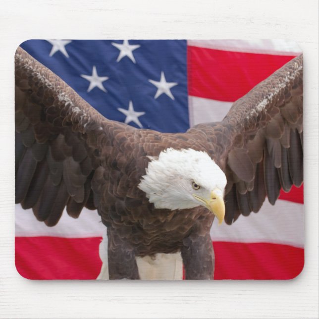 Örn med den amerikanska Flagga Mouse Pad Musmatta (Framsidan)