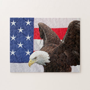 Örn med den amerikanska Flagga Pussel