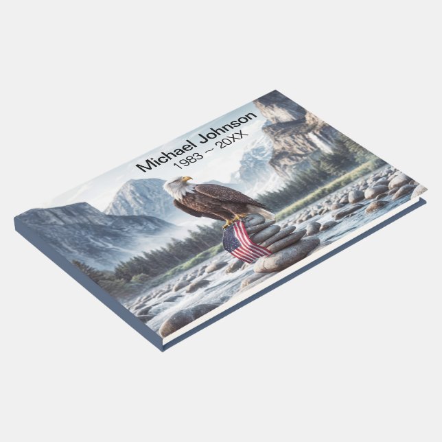 Örn med en amerikansk Flagga i Kairn Gästböcker (Hörn)