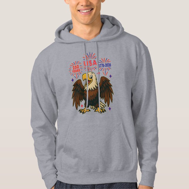 Örn med Fireworks- USA 250 Years 1776-2026 Hoodie (Framsida)