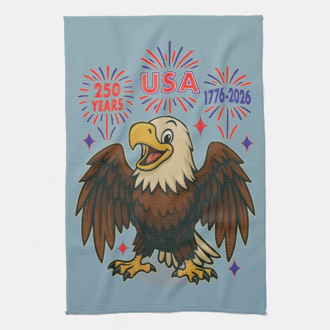 Örn med Fireworks- USA 250 Years 1776-2026 Kökshandduk (Vertikal)