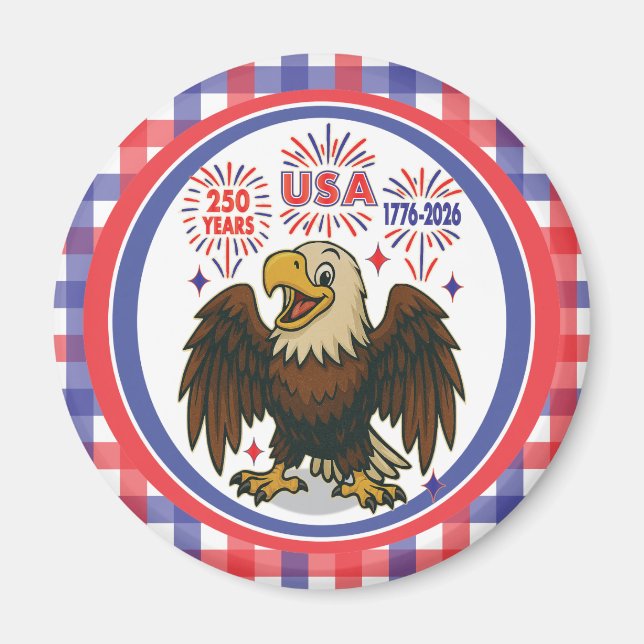 Örn med Fireworks- USA 250 Years 1776-2026 Magnet (Framsidan)