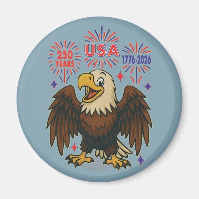 Örn med Fireworks- USA 250 Years 1776-2026 Magnet (Framsidan)