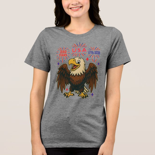 Örn med Fireworks- USA 250 Years 1776-2026 T Shirt (Framsida)