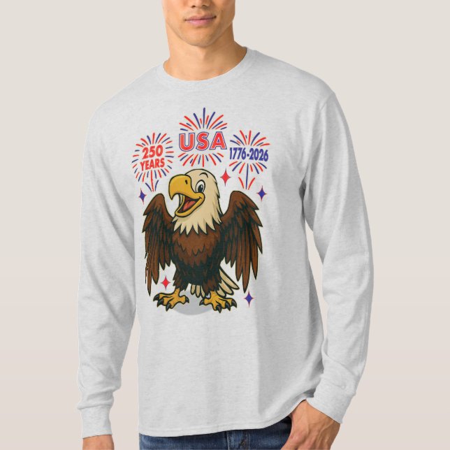Örn med Fireworks- USA 250 Years 1776-2026 T Shirt (Framsida)