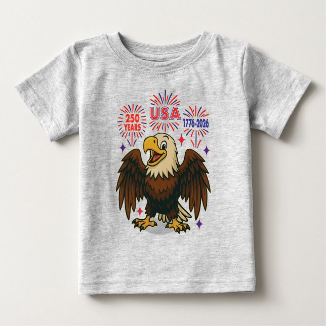 Örn med Fireworks- USA 250 Years 1776-2026 T Shirt (Framsida)