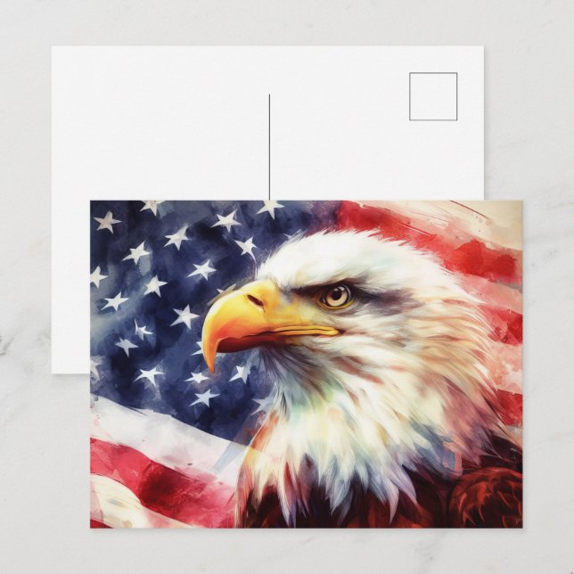 Örn med Förenta staterna flagga Vykort (Fram/baksida)