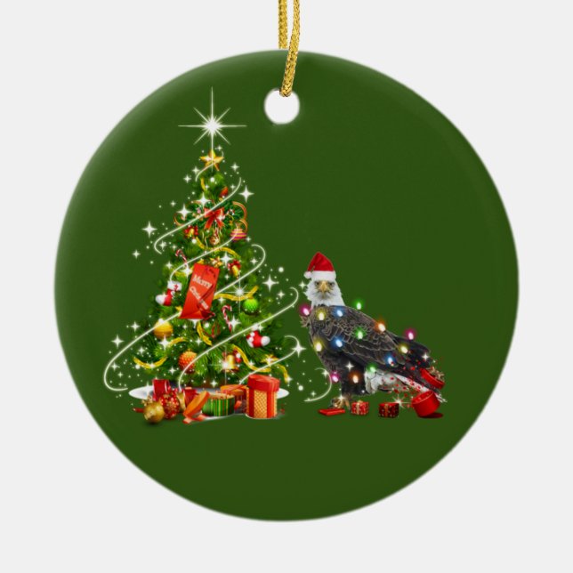 ÖRN med Hat Scaft jul Julgransprydnad Keramik (Framsidan)