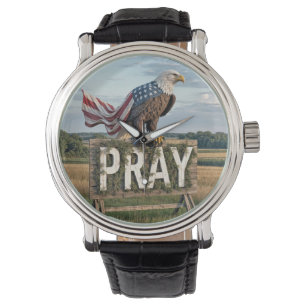 Örn med Rustic Pray-skylt Armbandsur