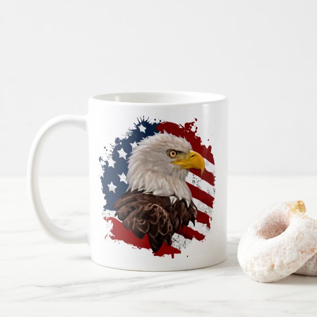 Örn med USA flagga Patriotic Mugg (Med munk)