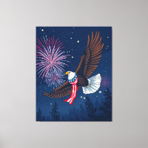 Örn med USA flagga Scarf och Fireworks