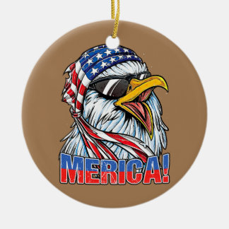 Örn: Merica Retro American Flagga Patriotic Julgransprydnad Keramik