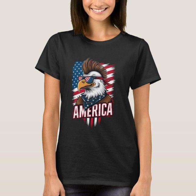 Örn Mohawk-hårstil 4 juli Amerikanska partner T Shirt (Framsida)