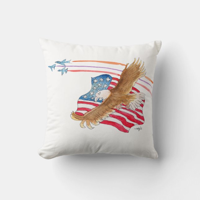 Örn och amerikansk flagga kudde (Framsida)