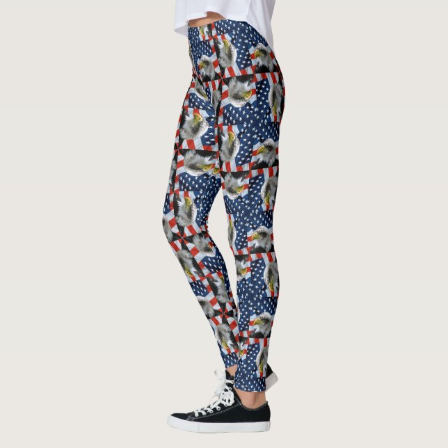 Örn och amerikansk Flagga Patriotic Leggings (Vänster)