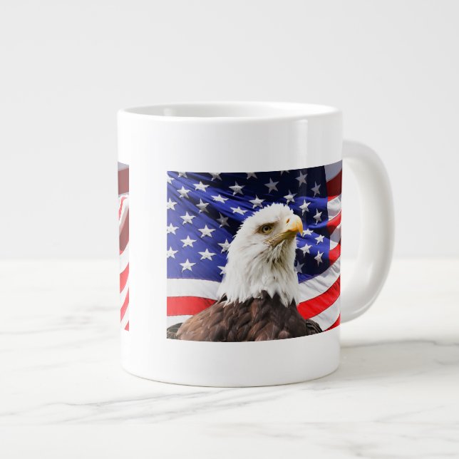 Örn och amerikanska Flagga Jumbo Mugg (Framsida höger)
