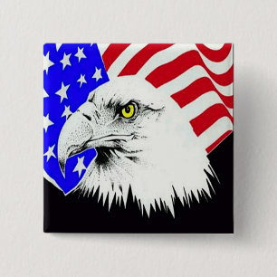 Örn och amerikanska Flagga Knapp