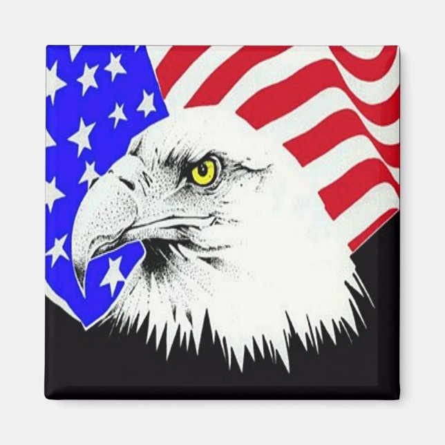 Örn och amerikanska Flagga Magnet (Framsidan)