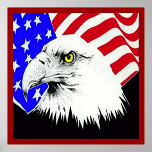 Örn och Amerikanska Flagga Poster