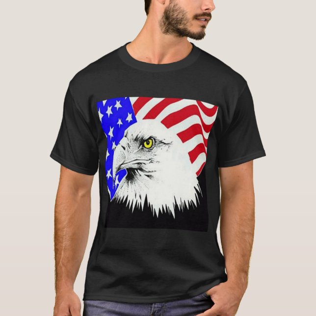 Örn och amerikanska Flagga Tee Shirt (Framsida)