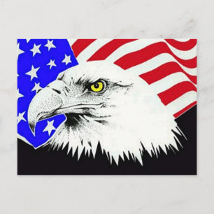 Örn och amerikanska Flagga-vykort Vykort