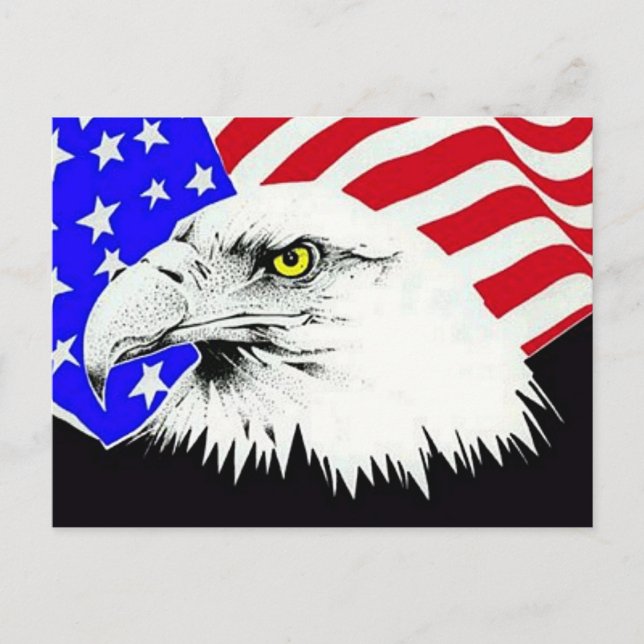 Örn och amerikanska Flagga-vykort Vykort (Framsida)