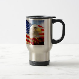 Örn och amerikanska flagganpendlaremuggen resemugg
