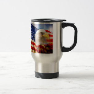 Örn och amerikanska flagganpendlaremuggen resemugg