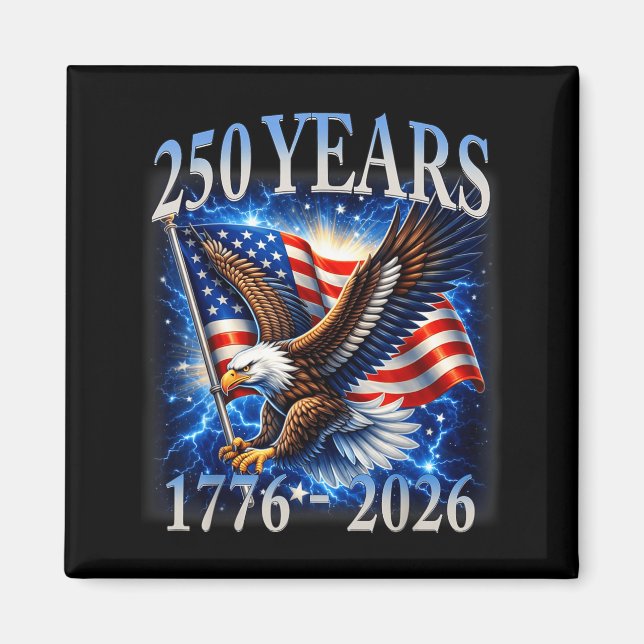 Örn och Flagga 250 år 1776-2026 250-årsjubileum Magnet (Framsidan)