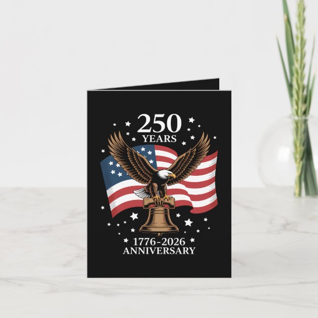 Örn och flagga 250 år av Amerika 1776-2026 Helgkort (Framsida)
