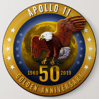 Örn och måne Apollo 11 för 50th årsdag guld- -
