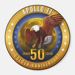 Örn och måne Apollo 11 för 50th årsdag guld- - Magnet