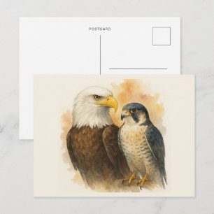 Örn och Peregrine Falcon Wildlife Art Vykort