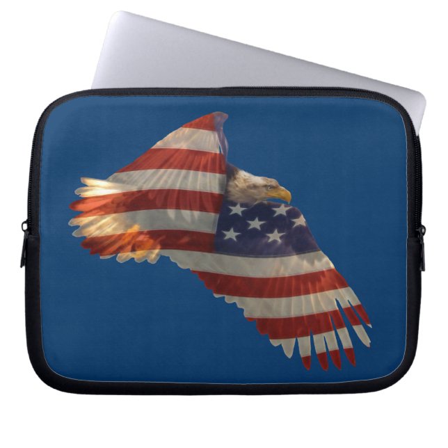 Örn och USA Flagga Patriotic Laptop sleeve (Framsidan)