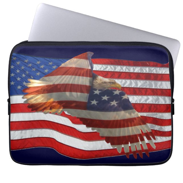 Örn och USA Flagga Patriotic Laptop sleeve (Framsidan)