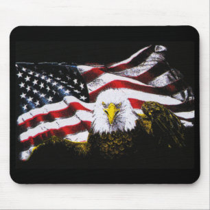 Örn och USA flagga - svart Musmatta