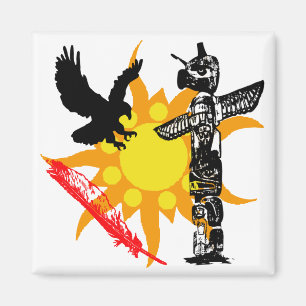 Örn-, örntotem- & fjäderdesign magnet